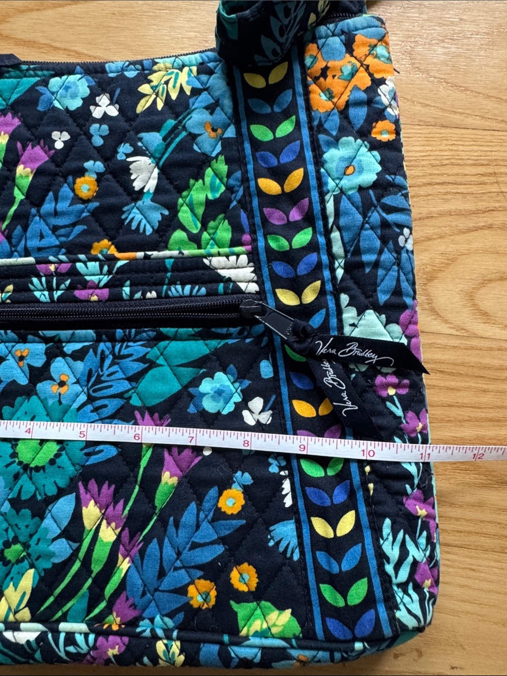 Vera Bradley Floral Quilted Crossbody Bag Blue Green Multicolor Shoulder Purse - Picture 11 of 12